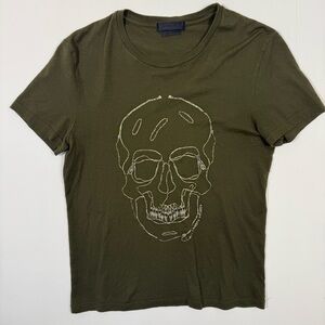 Alexander McQueen Skull Graphic T-Shirt XS S Unisex Olive Green Made in Italy